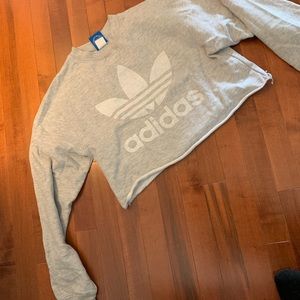 Cropped grey adidas sweatshirt size small
